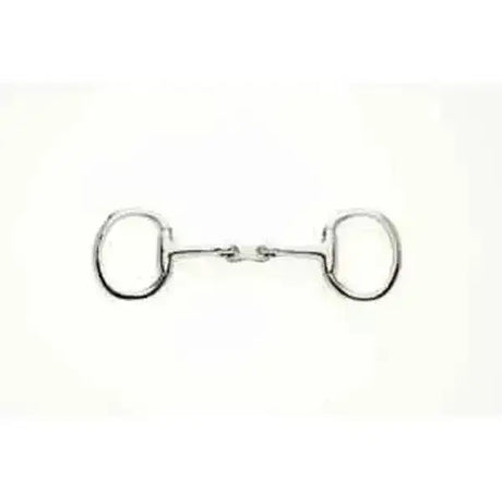 Silver-colored metal eggbutt french link fixed cheek bit with smooth polished finish and classic design