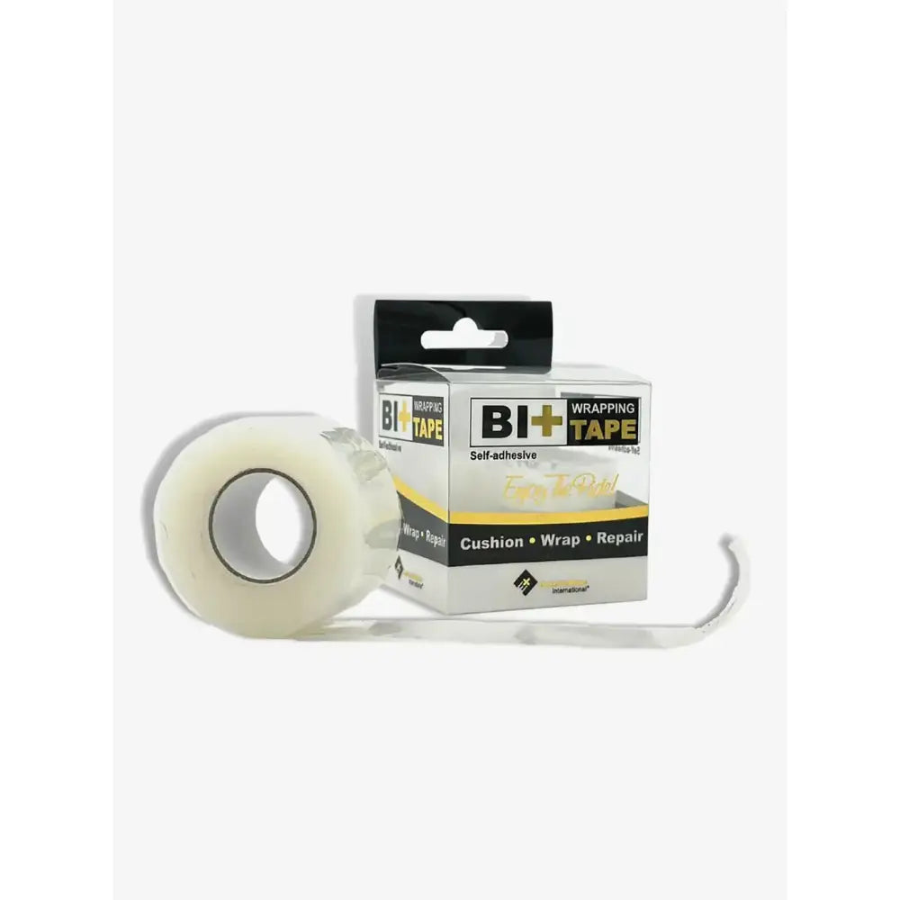 Clear self-adhesive bit wrapping tape in white and black bi plus package ideal for ehi bit wrapping use
