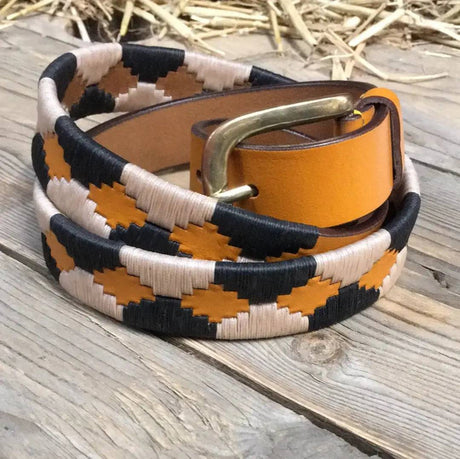 Elano Leather Polo Belt - Narrow Belt Brown / Beige 60cm / 24" Sheldon Belts Barnstaple Equestrian Supplies