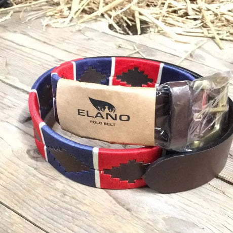 Elano Leather Polo Belt - Wide Belt Red / White / Navy 24" Sheldon Belts Barnstaple Equestrian Supplies