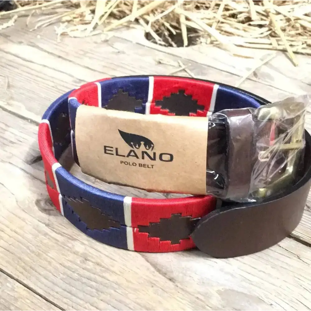 Elano Leather Polo Belt - Wide Belt Red / White / Navy 24" Belts Barnstaple Equestrian Supplies