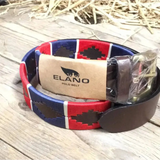 Elano Leather Polo Belt - Wide Belt Red / White / Navy 24" Belts Barnstaple Equestrian Supplies