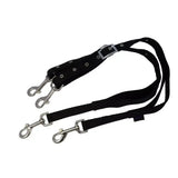 Black fabric elasticated side reins with silver trigger clips shock absorption and adjustable buckle in sizes mini