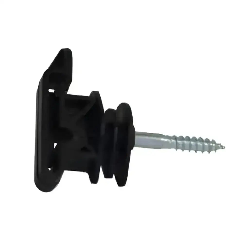 Black plastic electric fencing insulator tape clip with silver metal screw shaft pack of 25 for fencing insulator use