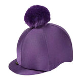 Elico Aberford Lycra Riding Hat Cover With Pom Pom Purple Hat Silks