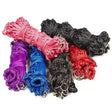 Colorful braided rope bundles in pink purple blue red and black with metal rings for elico bodmin haynet larger holes