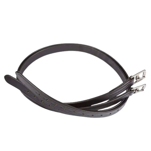 Black leather bremen stirrup leathers made from premium buffalo hide with stainless steel buckles for durability