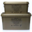 Two olive green plastic containers of elico brewers yeast brewers yeast gold label for horse skin and coat conditioner