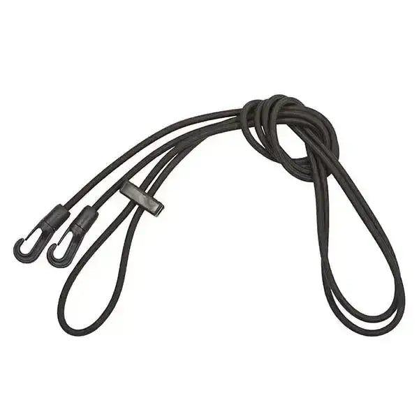 Black elasticated bungee training reins with metal carabiners and plastic clip perfect for training young horses