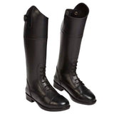 Black leather elico charlotte kids riding boots with laces and cap toe design perfect for kids riding boots
