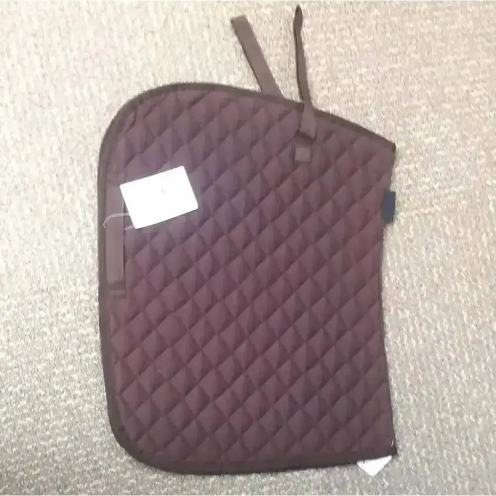 Dark purple elico cotton quilted saddlecloth with diamond pattern brown trim rhinegold branded taped