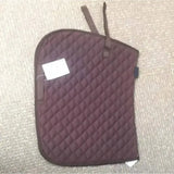 Dark purple elico cotton quilted saddlecloth with diamond pattern brown trim rhinegold branded taped
