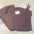 Brown elico cotton quilted saddlecloths with matching straps and rhinegold branded taped tag visible