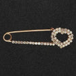 Elico crystal heart rose gold safety pin with clear rhinestone heart detail perfect for riding apparel accents