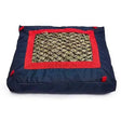 Navy blue and red elico dawlish haybag cushion with woven mesh center filled with dry grass made of denier fabric