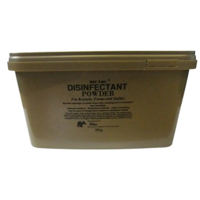 Olive green plastic container of elico disinfectant powder for kennels farms and stables use