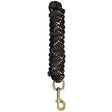 Black braided elico dovedale lead rope 8ft with gold toned metal clip for easy horse handling
