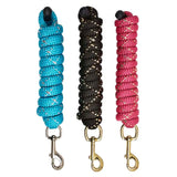Three elico dovedale lead ropes 8ft in turquoise black with silver flecks and pink with metal clips for horses