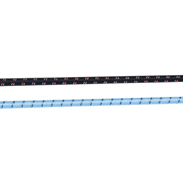 Two elastic cords in black with red accents and light blue patterns for elico dressage whip easy grip el30 grip