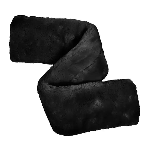 Black faux fur elico faux sheepskin girth sleeve with plush soft texture and natural edges for horse comfort