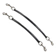 Black leather elico fillet strings with silver metal clasps for horse rug straps and plastic coated fillets