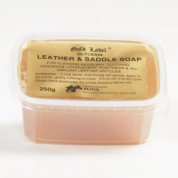 Elico glycerine soap gold label glycerin leather and saddle soap in clear 250g plastic container for cleaning leather