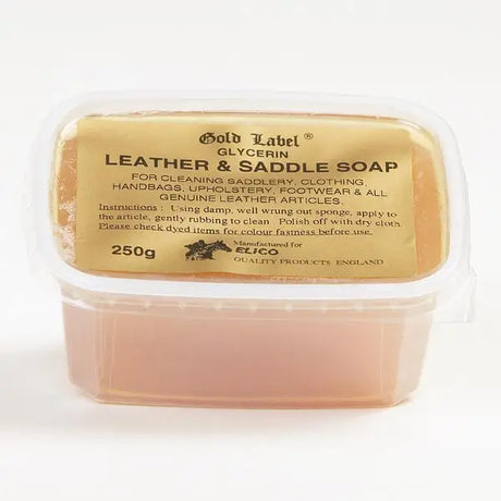 Elico glycerine soap gold label glycerin leather and saddle soap in clear 250g plastic container for cleaning leather