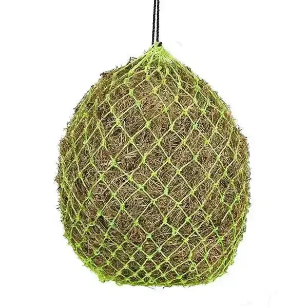 Green mesh elico helston haynet small holes with a black hanging strap for feeding small animals
