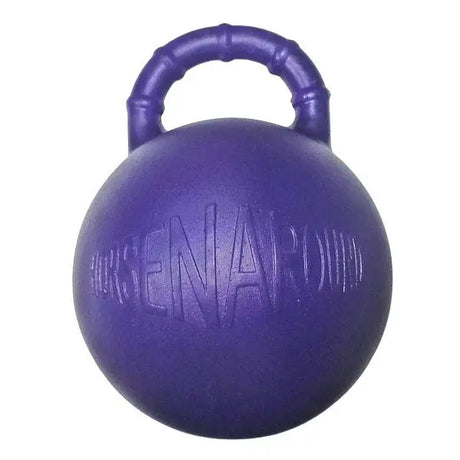 Elico horse playball purple plastic horse playball with handle and embossed horse narrow text for easy grip