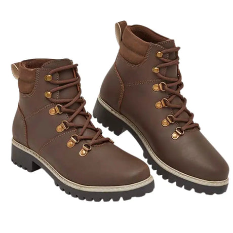 Brown leather lace-up horsforth yard boots with gold-tone eyelets and rugged rubber sole from elico horsforth yard