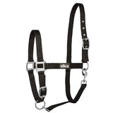 Black elico kendal headcollar with silver-toned buckles and hardware perfect for horse training and riding