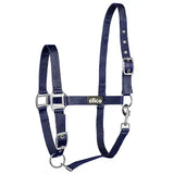 Navy blue woven nylon elico kendal headcollar with silver metal hardware and black elico brand label