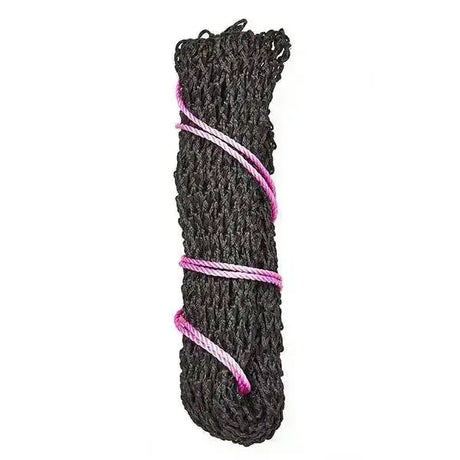 Black knitted rope wrapped with pink cord on elico little piggy small holed haynet black large for feeding