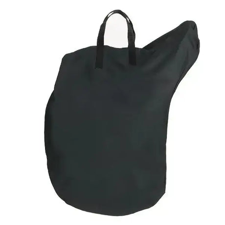Black fabric saddle carrying bag with sturdy handle by elico lytham with waterproof nylon outer in navy color