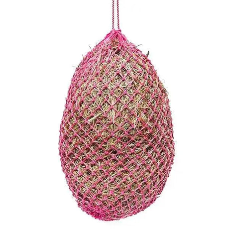 Pink elico micro piggy small holed haynet bag made of woven netting filled with hay for small pets