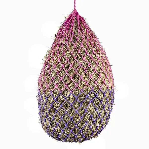 Teardrop-shaped Elico Padstow Haynet in purple and pink made with quality polypropylene