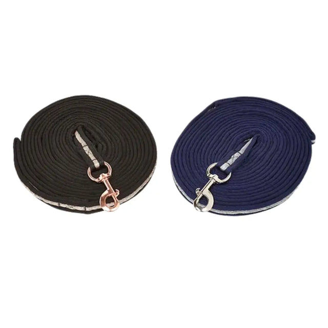 Black and navy blue elico penrith lunge horse halters with silver toned metal buckles and trigger swivel clip