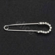 Elico silver crystal horseshoe stock pin with sparkling clear crystals along the curved end in silver metal