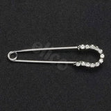Elico silver crystal horseshoe stock pin with sparkling clear crystals along the curved end in silver metal