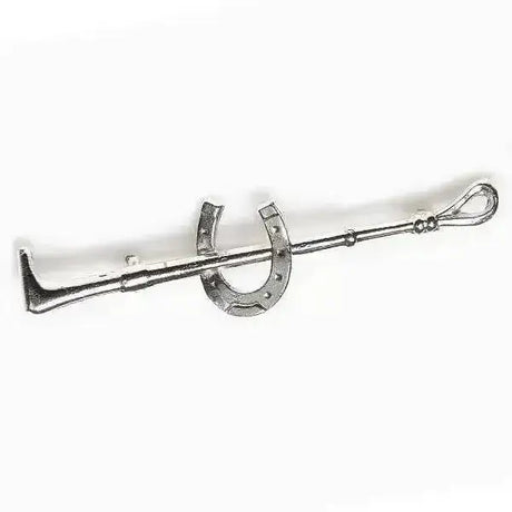 Silver horseshoe stock pin shaped like a horse hoof with decorative rivets by elico silver horseshoe