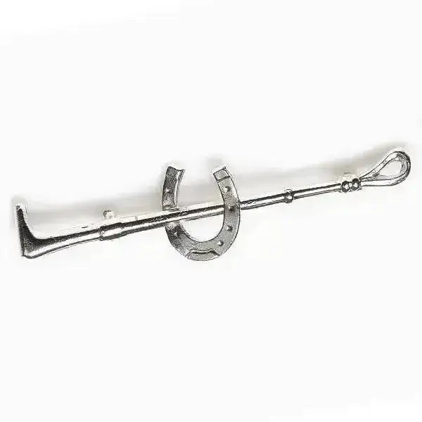 Silver horseshoe stock pin shaped like a horse hoof with decorative rivets by elico silver horseshoe