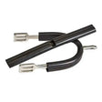 Black rubber-coated elico spur protectors with silver metal ferrules feature flexible rubber and oval cutout design