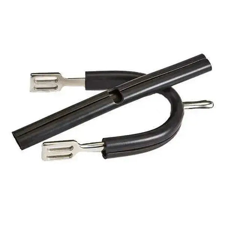 Black rubber-coated elico spur protectors with silver metal ferrules feature flexible rubber and oval cutout design