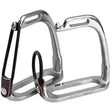 Silver elico stainless steel peacock stirrups safety irons with black leather straps and brown leather accents