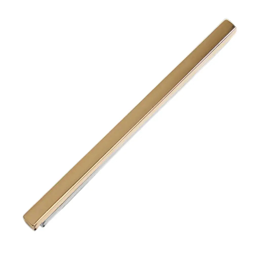 Gold-colored sleek rectangular metal elico stock pin plain bar with polished finish and slightly rounded edges