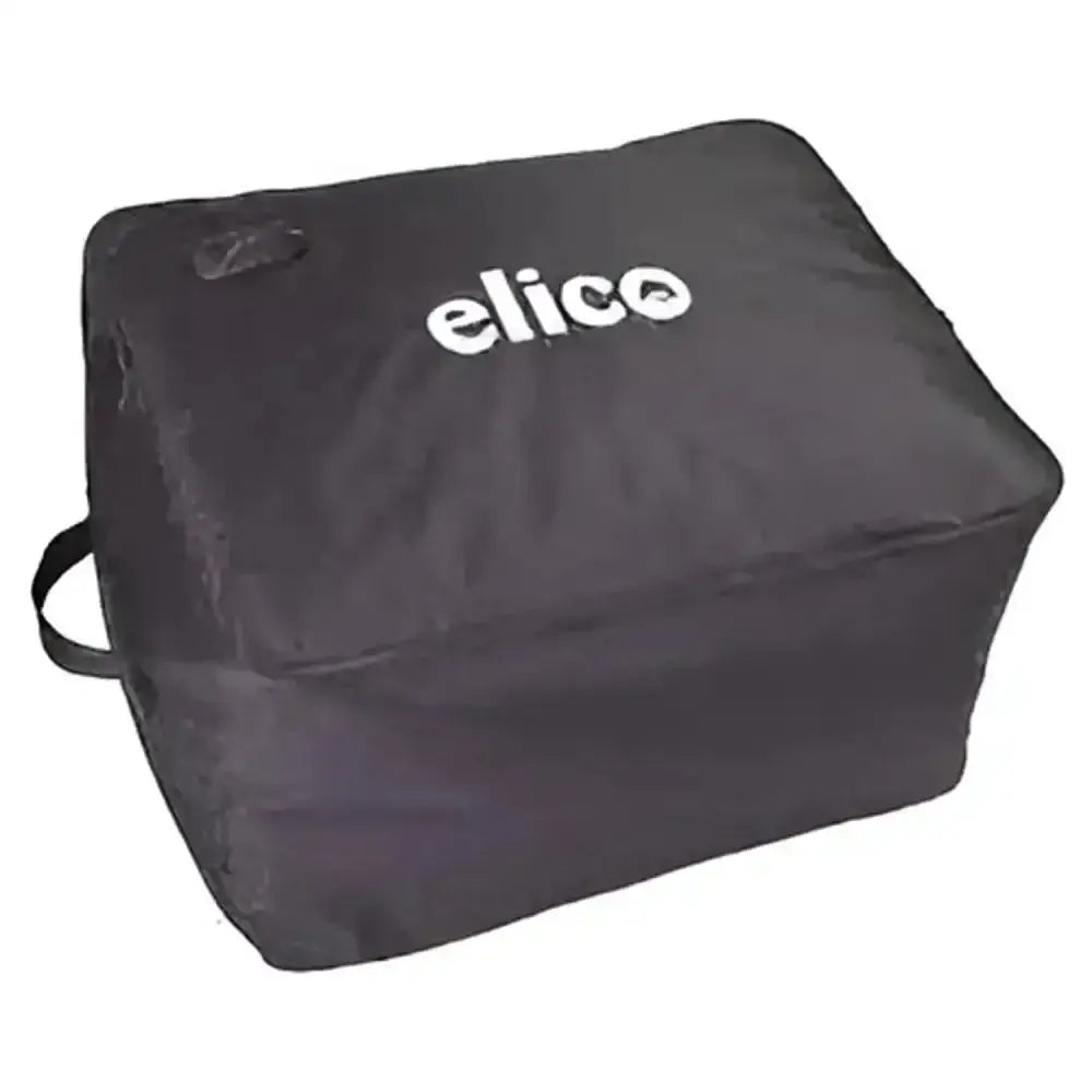 Black elico storage rug bag made of strong nylon holds up to 5 rugs with white branding on the front