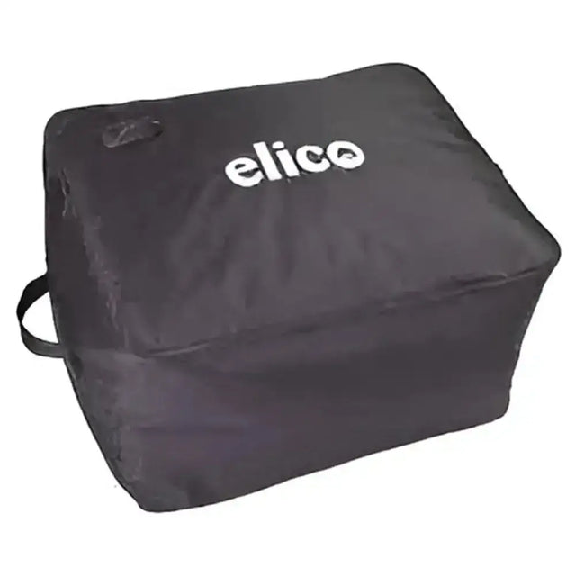 Black elico storage rug bag made of strong nylon holds up to 5 rugs with white branding on the front