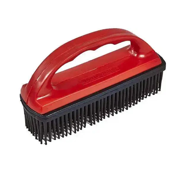 Red plastic handle with black bristles horse shedding tool from elico super groom for multi-purpose plastic grooming