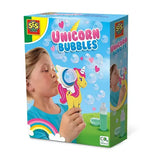 Elico unicorn bubbles bubble wand with yellow and pink unicorn design and blue blowing mechanism for kids fun