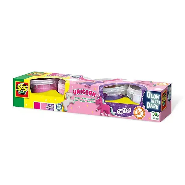 Elico unicorn dough pink and purple glittery unicorn dough set in a colorful box for creative play